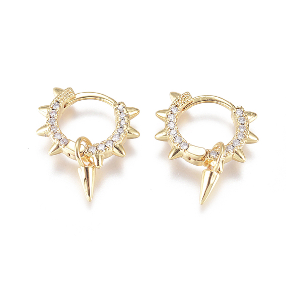 Латунные серьги-кольца Huggie в стиле панк, с четким кубического циркония