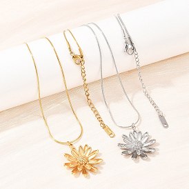 304 Женские ожерелья в форме змеи с подвеской-цветком из нержавеющей стали, вакуумное покрытие pvd