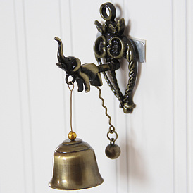 Campana de comerciante para apertura de puerta., Timbre magnético adjunto para negocios., campanas de puerta de elefante de montaje en pared, con campana de hierro