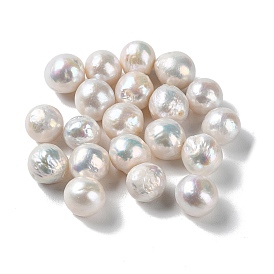 Natural Cultured Freshwater Pearl Beads, Undrilled/No Hole, Round