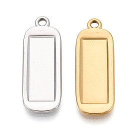 304 Настройки кабошон из нержавеющей стали кулон, прямоугольник амулеты