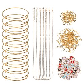 DIY Jewelry Set, with Alloy Enamel Charms, Iron Bangle Making & Cable Chains Necklace Makings & Earring Hooks