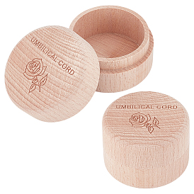 Круглые деревянные ящики для хранения пуповины с резным узором в виде роз