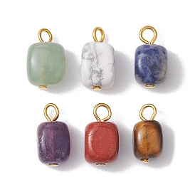 Mixed Gemstone Cuboid Charms with Iron Loops