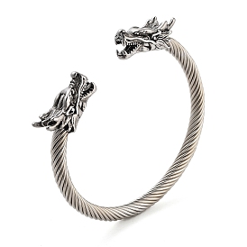Dragon Head 304 Stainless Steel Open Cuff Bangles for Women