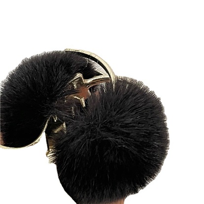 Cute Faux Rabbit Fur Ball High Ponytail Claw Clip, Fashionable Texture Plush Hairpin