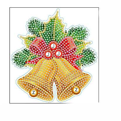 DIY Christmas Bell Diamond Painting Sticker Kit, Including Resin Rhinestones Bag, Diamond Sticky Pen, Tray Plate and Glue Clay