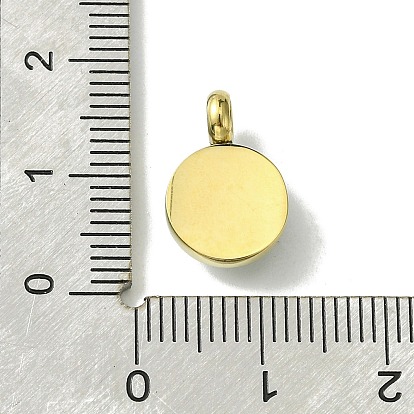 Ion Plating(IP) Real 14K Gold Plated 304 Stainless Steel with Glass Pendant, Faceted Flat Round Charms