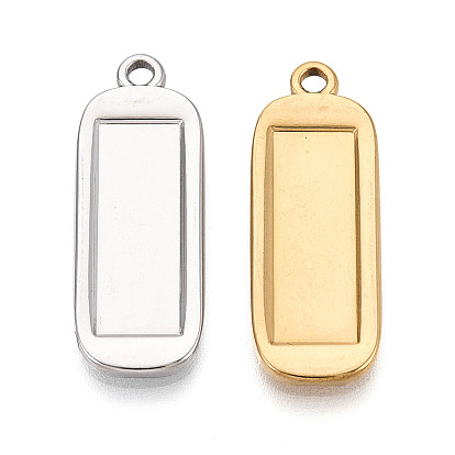 304 Настройки кабошон из нержавеющей стали кулон, прямоугольник амулеты