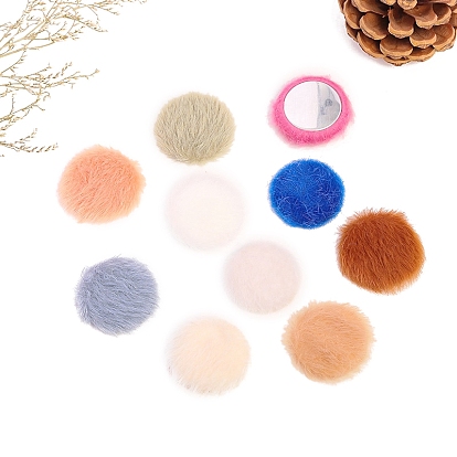 Кабошоны из искусственного меха кролика, плоско-круглые