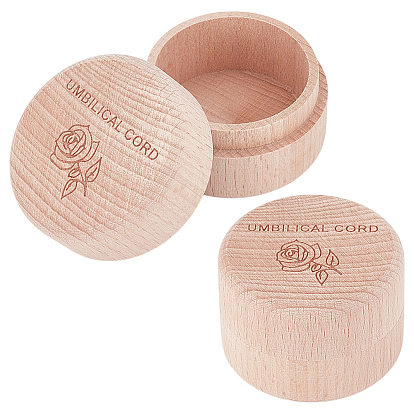 Круглые деревянные ящики для хранения пуповины с резным узором в виде роз