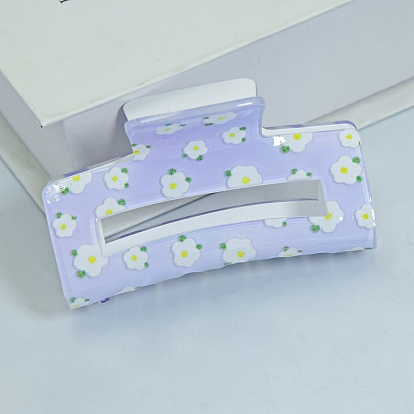 Прямоугольные заколки из пвх с цветочным принтом, с железной фурнитурой, заколки-бананы, аксессуары для волос для женщин и девочек