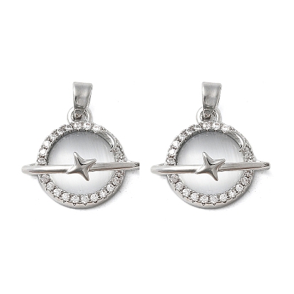 Латунный микропаве кубический цирконий со стеклянными подвесками, без кадмия, без никеля и без свинца, планета