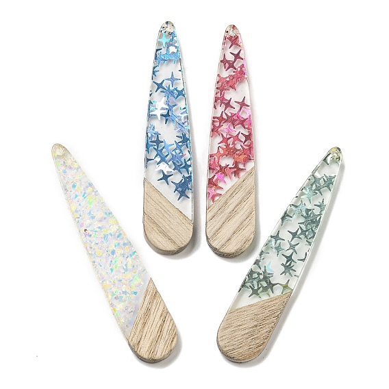 Деревянные подвески, смола и золотая фольга, слеза