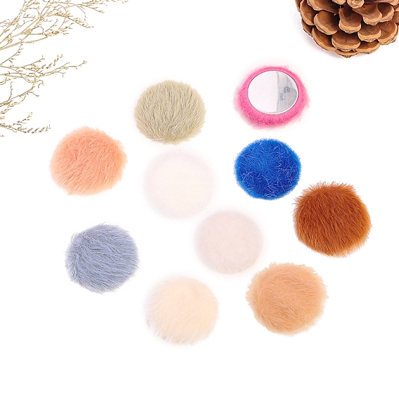 Кабошоны из искусственного меха кролика, плоско-круглые