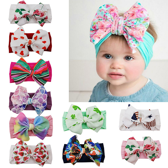 Nylon Elastic Baby Headbands, for Girls, Hair Accessories, Bowknot