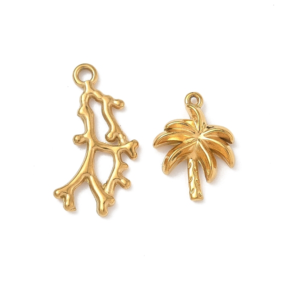 201 прелести нержавеющей стали, ветка и кокосовая пальма, золотые