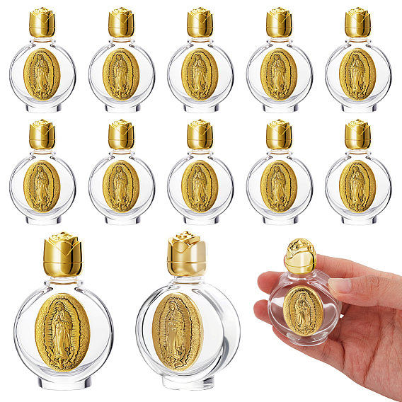 12 шт. стеклянных пустых бутылок для святой воды для религиозных целей, с крышкой из розового цинкового сплава