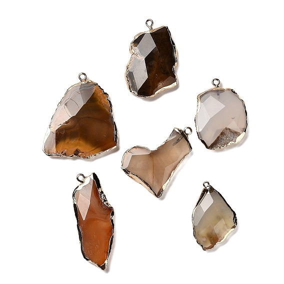 Естественно агат большие кулоны, граненые самородки амулеты с железной фурнитурой