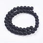 Synthetic Black Stone Beads Strands, Frosted, Round