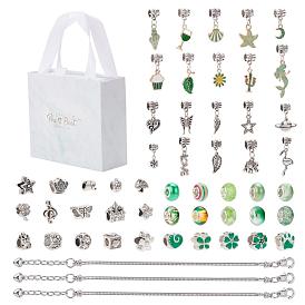 DIY Jewelry Bracelets Making Kits, Including Alloy European Beads & Dangle Charms, Brass European Style Bracelet Making