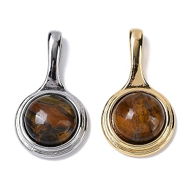 Латунь с подвесками из тигрового глаза, плоско-круглые