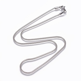 304 Stainless Steel Mesh Chain Necklaces, with Lobster Claw Clasps