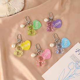 Cute Crystal Bear Keychain for Girls, Acrylic Tag Pendant Bag Charm Gift