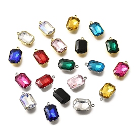 304 подвески из нержавеющей стали, со стразами, реальный 18 k позолоченный, ионное покрытие (ip), прямоугольные