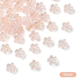 50 бусины из смолы, цветок, AB цвет