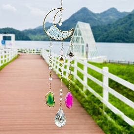 Crystal Glass Sun Catcher, with Natural Agate, Rainbow Maker, DIY Garden & Home Decoration