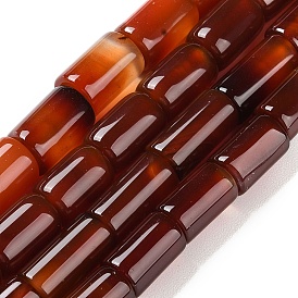 Natural Red Agate Beads Strands, Dyed & Heated, Column
