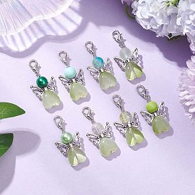 Angel Glass Pendant Decorations, Zinc Alloy Lobster Claw Clasps Charm for Bag Ornaments