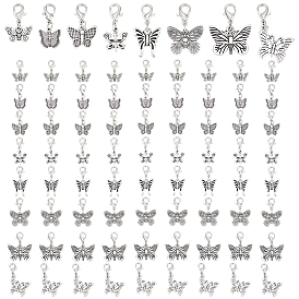 Подвеска в виде бабочки в тибетском стиле из сплава, с 304 открытыми соединительными кольцами из нержавеющей стали и карабинами из цинкового сплава