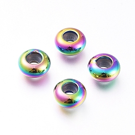 Ion Plating(IP) 202 Stainless Steel Beads, with Plastic, Slider Beads, Rondelle
