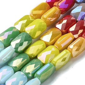 Electroplate Glass Beads Strands, Faceted, Rectangle