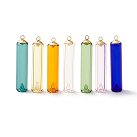Handmade Lampwork Pendants, 
with Golden Alloy 
Bead Cap Pendant Bails, Perfume Bottle
