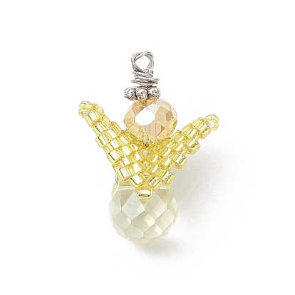 Стеклянные подвески, ангел, со стеклянным бисером и медной проволокой, граненые