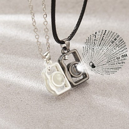 China Factory 2Pcs I Love You in 100 Languages Couple Matching Necklace  Set, Glass Projection Camera Magnetic Pendants Necklaces for  Valentine´s Day 21.26 inch(54cm) in bulk online 