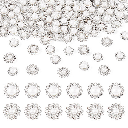 200шт 2 стили цветок сплав стекло пришитый стразы, прозрачные многоцепочечные связи, золотые