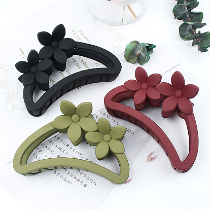 Amber Color Hollow Hair Clip with Matte Half Round Arc Flower.