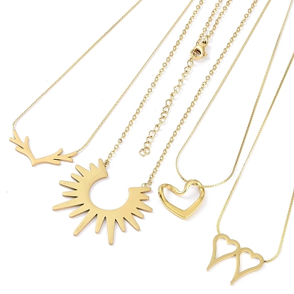 304 Stainless Steel Pendants Necklaces, Golden Tone Serpentine Chains/Cable Chains Necklaces for Women