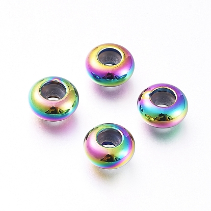 Ion Plating(IP) 202 Stainless Steel Beads, with Plastic, Slider Beads, Rondelle