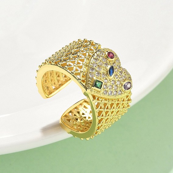 Регулируемые манжетные кольца с микропаве из кубического циркония из латуни, без кадмия, без никеля и без свинца, сердце