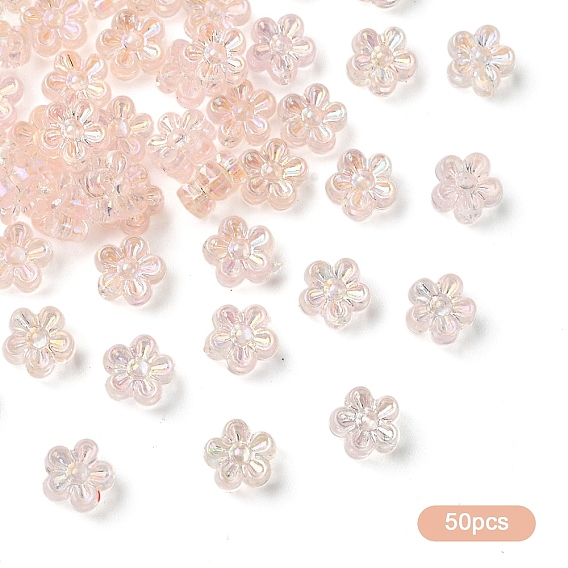 50 бусины из смолы, цветок, AB цвет