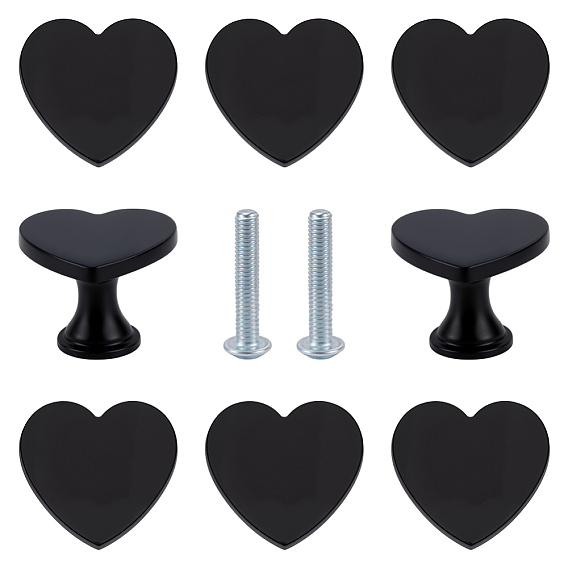 8 ручки для ящиков из сплава в форме сердца, ящик выдвигает ручку, с железным винтом, для дома, кабинет, шкаф и комод