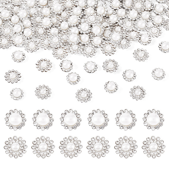 200шт 2 стили цветок сплав стекло пришитый стразы, прозрачные многоцепочечные связи, золотые