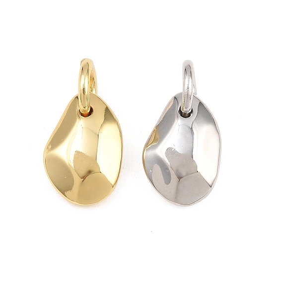 Brass Pendants, Irregular Oval Charms, Rack Plating, Long-Lasting Plated, Lead Free & Cadmium Free