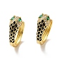 Cubic Zirconia Snake Hoop Earrings with Enamel, Real 18K Gold Plated Brass Hinged Earrings for Women, Cadmium Free & Lead Free