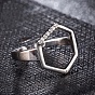 Adjustable Stainless Steel Finger Rings, Cuff Rings, Open Rings, with Cubic Zirconia, Hexagon